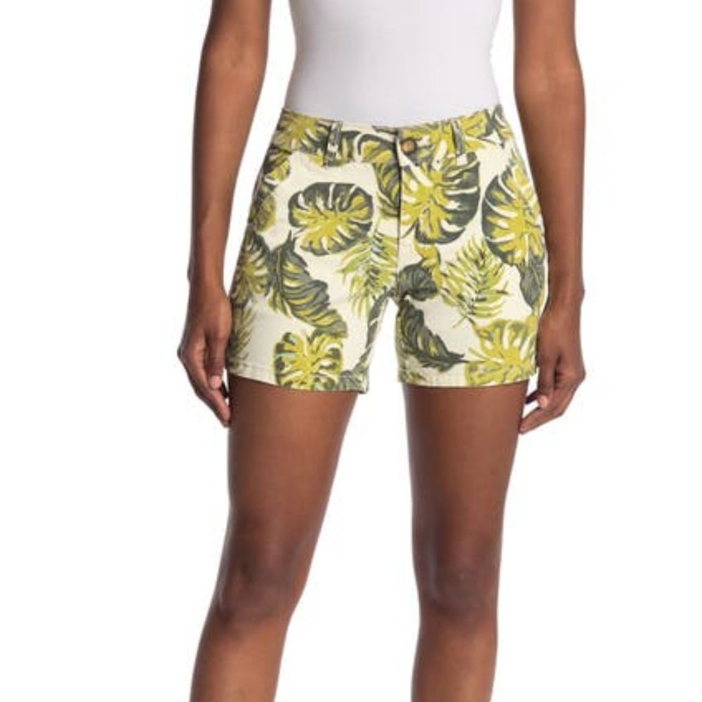 UNIONBAY Tropical Palm Leaf Print Shorts Size 16 Natural Off-white, Green - Picture 2 of 10